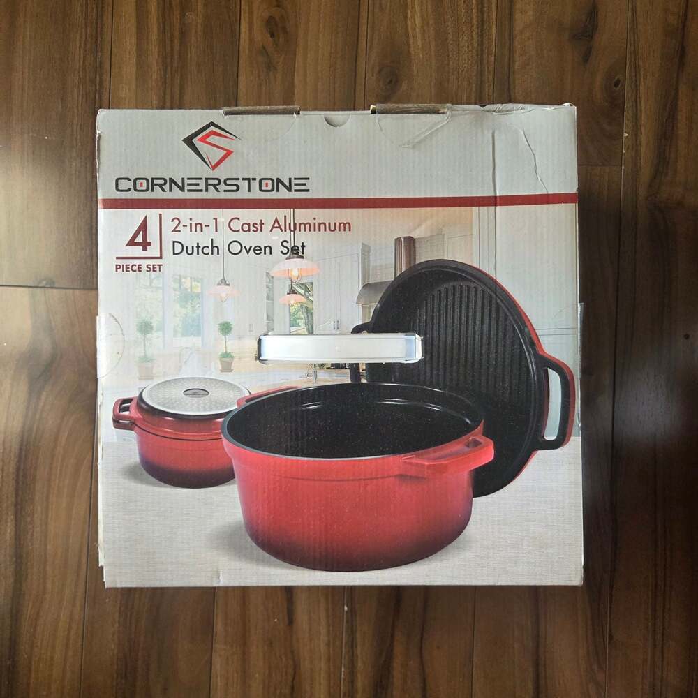 Cornerstone 4-Piece 2-in-1 Cast Aluminum Dutch Oven Set